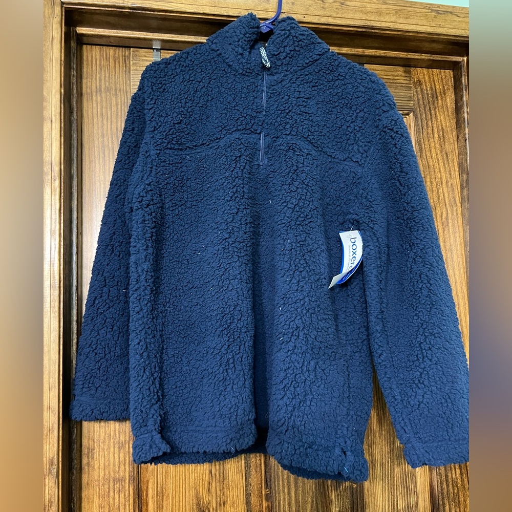 NWT! Navy Blue Quarter-Zip Sherpa Medium